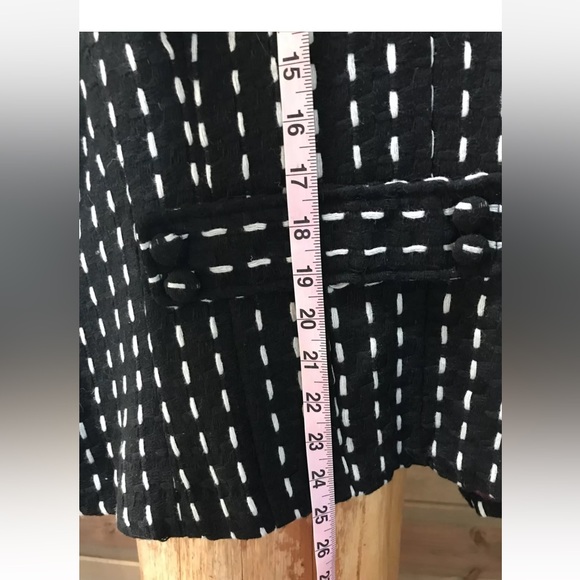 Tulle WOOL Jacket Anthropologie Black White Dotted Line Cropped Coat Business L - Picture 12 of 12
